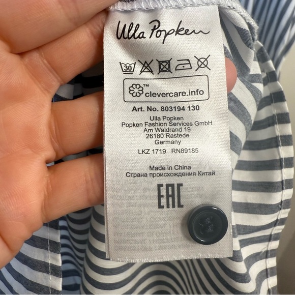 Ulla Popken Gray White Striped Lightweight Shirt Dress Size 20/22 NWT - Picture 5 of 6